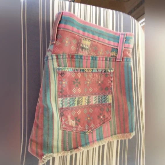 Sz 24/0 CURRENT ELLIOTT Gypsy Stripe Boyfriend Shorts - Picture 13 of 16